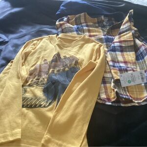 Boy Bundle- Flannel shirt with hood and T-shirt